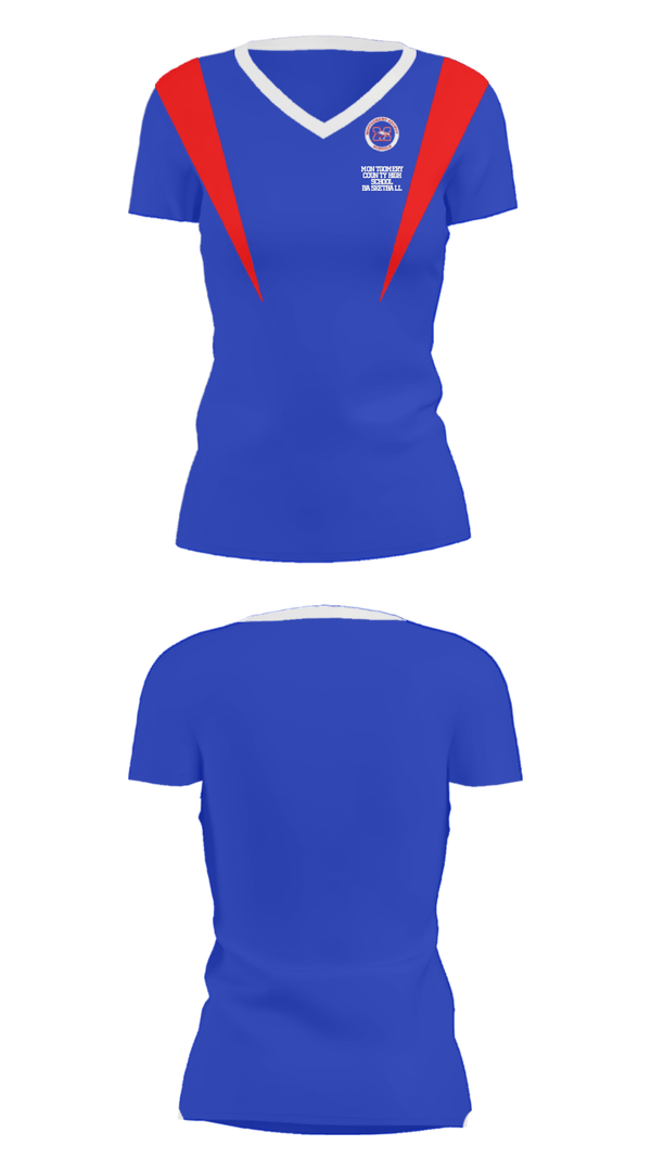 Women's Short Sleeve Vneck Shirt, Montgomery County High School Basketball, Men's Basketball, Teamtime, Team time, sublimation, custom sports apparel, team uniforms, spirit wear, spiritwear, sports uniforms, custom shirts, team store, custom team store, fundraiser sports, apparel fundraiser