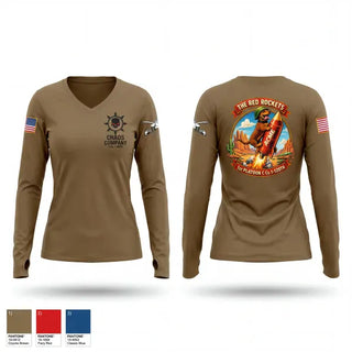 Womens Long Sleeve Vneck Shirt, C. Co. HQ PLT, Army, Teamtime, Team time, sublimation, custom sports apparel, team uniforms, spirit wear, spiritwear, sports uniforms, custom shirts, team store, custom team store, fundraiser sports, apparel fundraiser