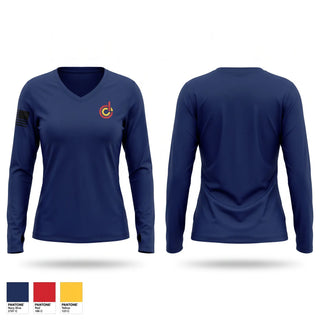 Womens Long Sleeve Vneck Shirt, Cecilton Volunteer Fire Company, Fire Department, Teamtime, Team time, sublimation, custom sports apparel, team uniforms, spirit wear, spiritwear, sports uniforms, custom shirts, team store, custom team store, fundraiser sports, apparel fundraiser