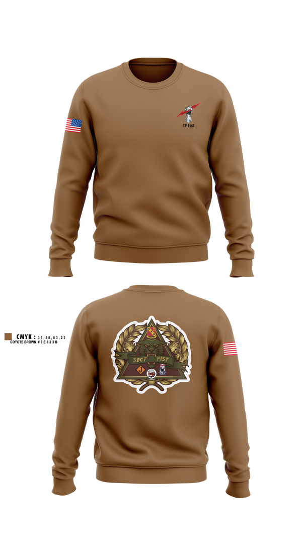 Crew Neck Sweatshirt, 1P FIST, Army, Teamtime, Team time, sublimation, custom sports apparel, team uniforms, spirit wear, spiritwear, sports uniforms, custom shirts, team store, custom team store, fundraiser sports, apparel fundraiser