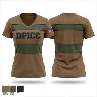 Womens Short Sleeve Vneck Shirt, DPICC, Army, Teamtime, Team time, sublimation, custom sports apparel, team uniforms, spirit wear, spiritwear, sports uniforms, custom shirts, team store, custom team store, fundraiser sports, apparel fundraiser