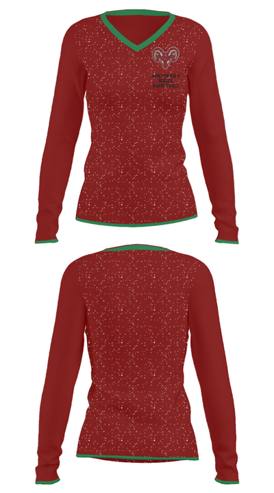 Houston High School Basketball 30534798 Women's Long Sleeve V-neck Shirt - 34