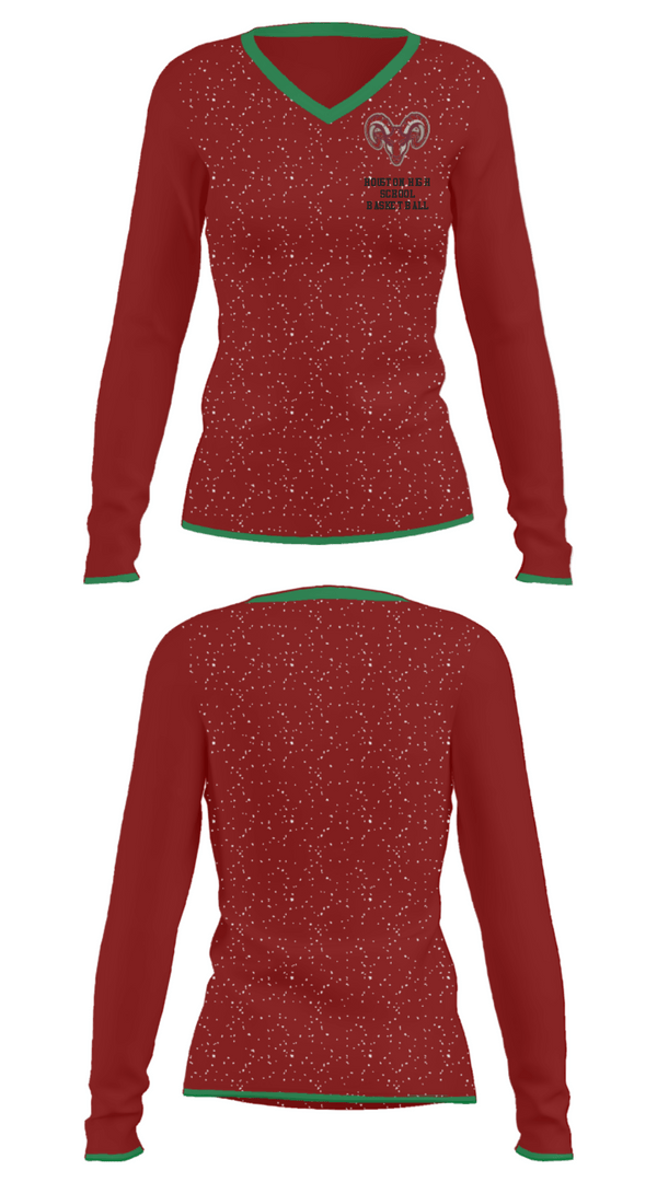 Women's Long Sleeve Vneck Shirt, Houston High School Basketball, Women's Basketball, Teamtime, Team time, sublimation, custom sports apparel, team uniforms, spirit wear, spiritwear, sports uniforms, custom shirts, team store, custom team store, fundraiser sports, apparel fundraiser