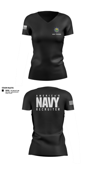 Womens Short Sleeve Vneck Shirt, NRS TOLEDO, Navy, Teamtime, Team time, sublimation, custom sports apparel, team uniforms, spirit wear, spiritwear, sports uniforms, custom shirts, team store, custom team store, fundraiser sports, apparel fundraiser