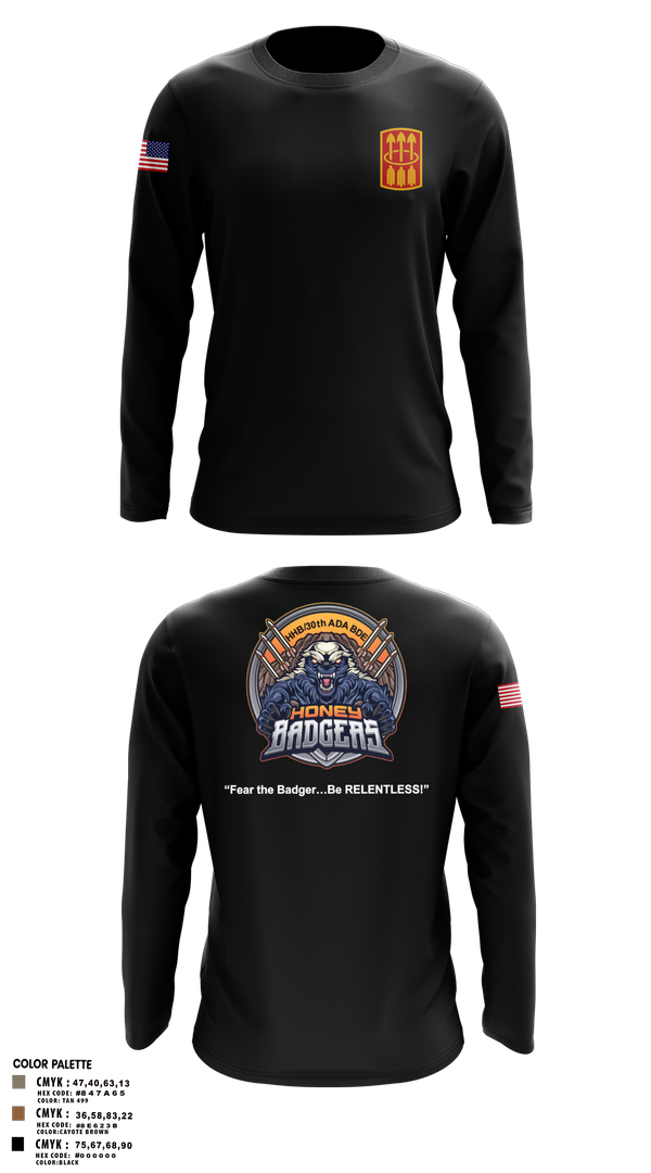 Long Sleeve Performance Shirt, Honey Badgers / 30X, Army, Teamtime, Team time, sublimation, custom sports apparel, team uniforms, spirit wear, spiritwear, sports uniforms, custom shirts, team store, custom team store, fundraiser sports, apparel fundraiser