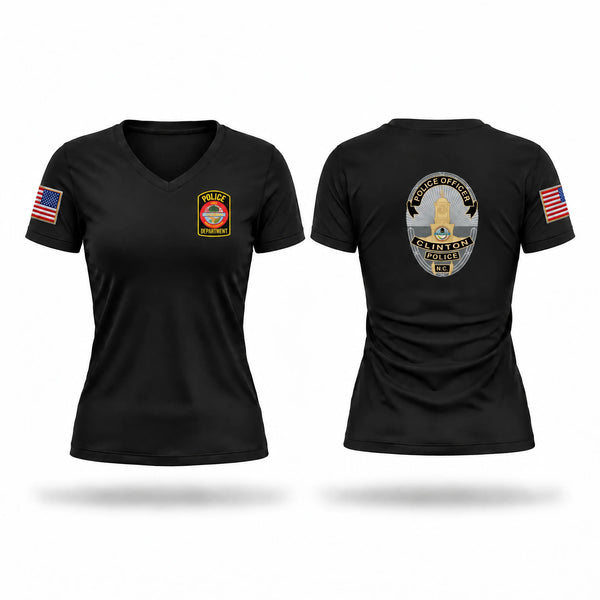 Clinton Police Department 30508579 Women's Short Sleeve V-neck Shirt - 1