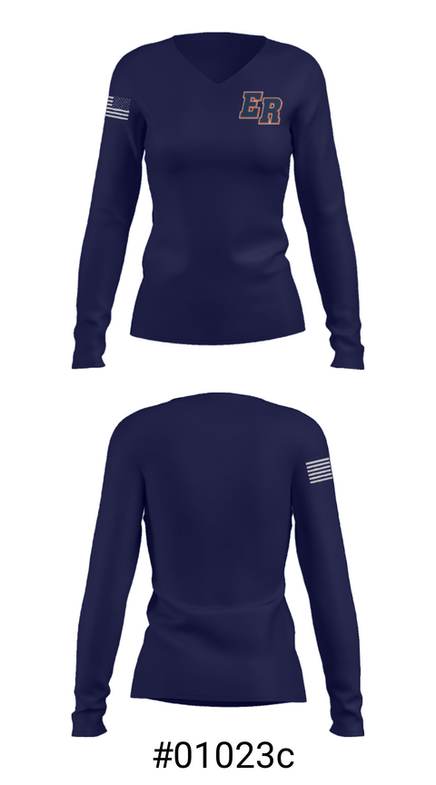 Women's Long Sleeve Vneck Shirt, East Ridge, Wrestling, Teamtime, Team time, sublimation, custom sports apparel, team uniforms, spirit wear, spiritwear, sports uniforms, custom shirts, team store, custom team store, fundraiser sports, apparel fundraiser