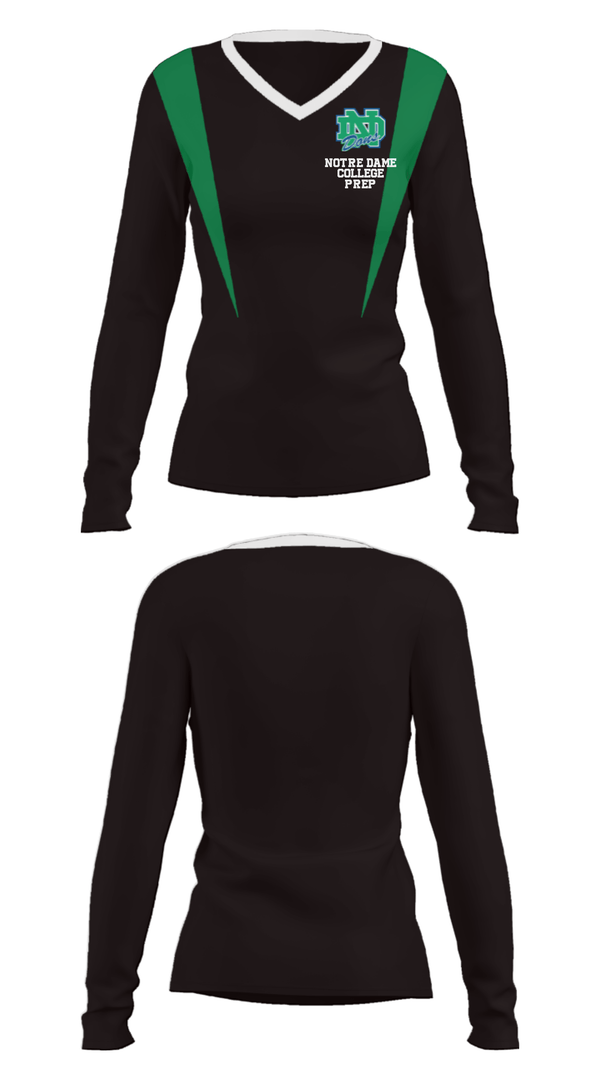 Women's Long Sleeve Vneck Shirt, Notre Dame College Prep, Spirit Store, Teamtime, Team time, sublimation, custom sports apparel, team uniforms, spirit wear, spiritwear, sports uniforms, custom shirts, team store, custom team store, fundraiser sports, apparel fundraiser