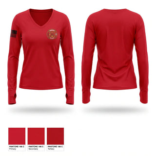 Womens Long Sleeve Vneck Shirt, 11th signal brigade 62nd esb-e, Army, Teamtime, Team time, sublimation, custom sports apparel, team uniforms, spirit wear, spiritwear, sports uniforms, custom shirts, team store, custom team store, fundraiser sports, apparel fundraiser