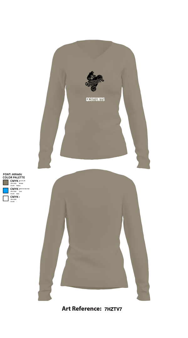Womens Long Sleeve Vneck Shirt, QCStunts, E-Sports, Teamtime, Team time, sublimation, custom sports apparel, team uniforms, spirit wear, spiritwear, sports uniforms, custom shirts, team store, custom team store, fundraiser sports, apparel fundraiser