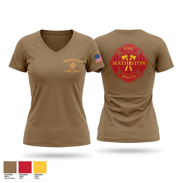 Womens Short Sleeve Vneck Shirt, Mathiston fire and rescue, Fire Department, Teamtime, Team time, sublimation, custom sports apparel, team uniforms, spirit wear, spiritwear, sports uniforms, custom shirts, team store, custom team store, fundraiser sports, apparel fundraiser