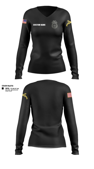 Womens Long Sleeve Vneck Shirt, 13th MDBFort Jackson LEA, Army, Teamtime, Team time, sublimation, custom sports apparel, team uniforms, spirit wear, spiritwear, sports uniforms, custom shirts, team store, custom team store, fundraiser sports, apparel fundraiser