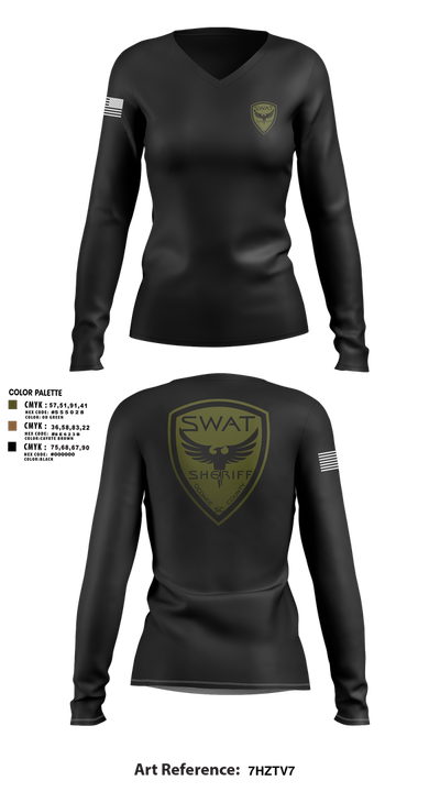 SWAT 89423613 Women's Long Sleeve V-neck Shirt - 3