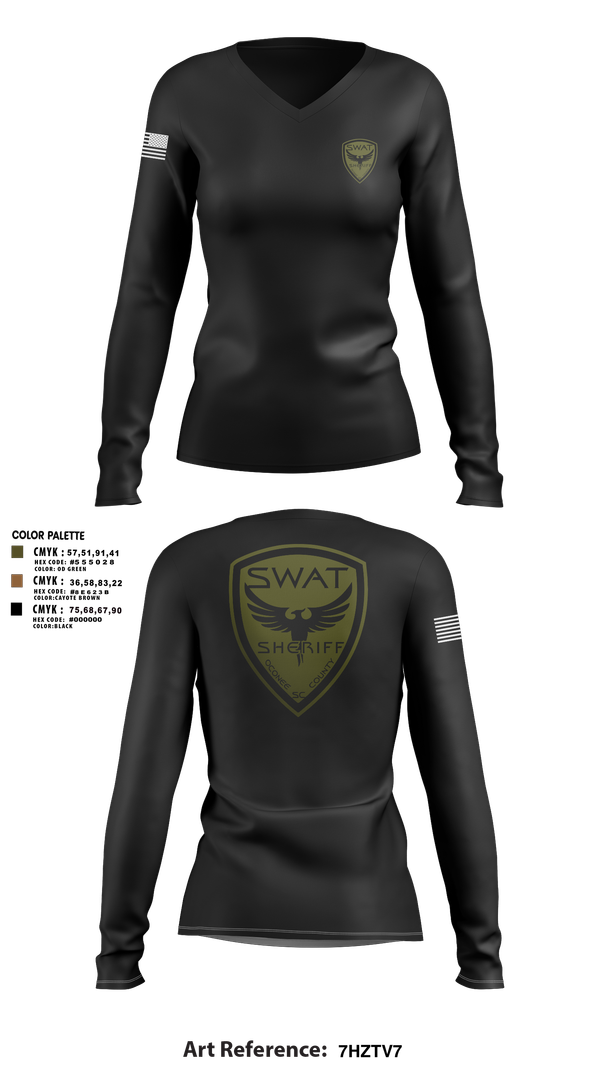 Womens Long Sleeve Vneck Shirt, SWAT, , Teamtime, Team time, sublimation, custom sports apparel, team uniforms, spirit wear, spiritwear, sports uniforms, custom shirts, team store, custom team store, fundraiser sports, apparel fundraiser