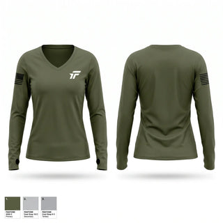Womens Long Sleeve Vneck Shirt, Jefferson vol Fire Dept, Fire Department, Teamtime, Team time, sublimation, custom sports apparel, team uniforms, spirit wear, spiritwear, sports uniforms, custom shirts, team store, custom team store, fundraiser sports, apparel fundraiser