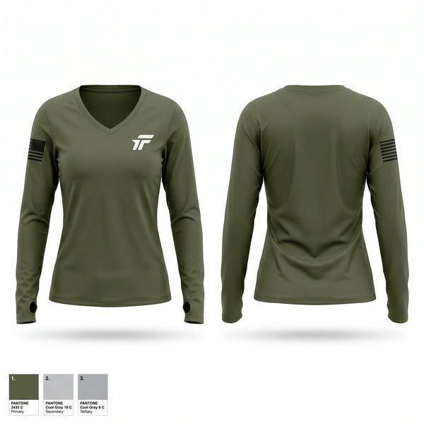 Womens Long Sleeve Vneck Shirt, Jefferson vol Fire Dept, Fire Department, Teamtime, Team time, sublimation, custom sports apparel, team uniforms, spirit wear, spiritwear, sports uniforms, custom shirts, team store, custom team store, fundraiser sports, apparel fundraiser