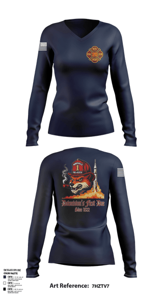 Womens Long Sleeve Vneck Shirt, HFR Fire Station1, Fire Department, Teamtime, Team time, sublimation, custom sports apparel, team uniforms, spirit wear, spiritwear, sports uniforms, custom shirts, team store, custom team store, fundraiser sports, apparel fundraiser