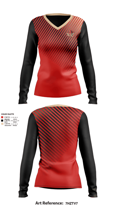 Red Springs Red Devils 1558638 Women's Long Sleeve V-neck Shirt - 1