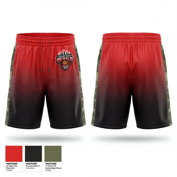 Mens Reversible Basketball Shorts, Derby City Devils, Men's Basketball, Teamtime, Team time, sublimation, custom sports apparel, team uniforms, spirit wear, spiritwear, sports uniforms, custom shirts, team store, custom team store, fundraiser sports, apparel fundraiser