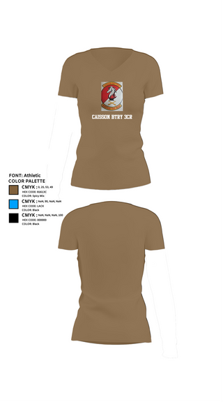 Womens Short Sleeve Vneck Shirt, Caisson BTRY 3CR, , Teamtime, Team time, sublimation, custom sports apparel, team uniforms, spirit wear, spiritwear, sports uniforms, custom shirts, team store, custom team store, fundraiser sports, apparel fundraiser