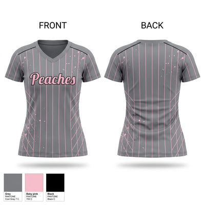 Peaches Women's Short Sleeve V-neck Shirt - 1