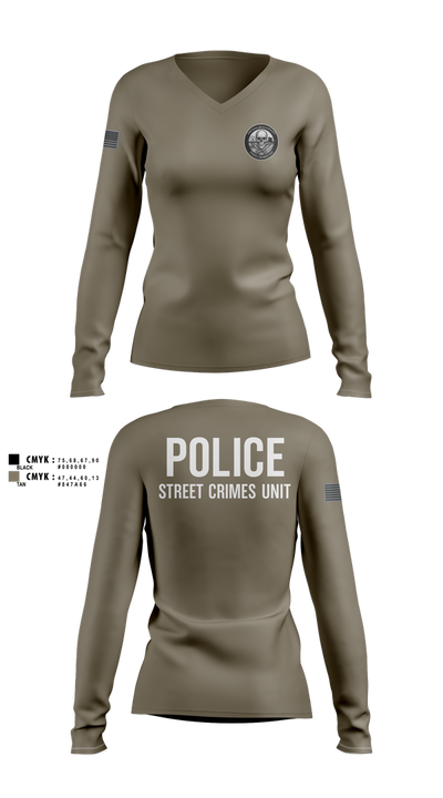 STREET CRIMES 66596550 Women's Long Sleeve V-neck Shirt - 102