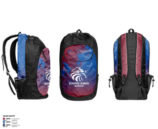 Gear Bag, Scripps Ranch Lacrosse, Men's Lacrosse, Teamtime, Team time, sublimation, custom sports apparel, team uniforms, spirit wear, spiritwear, sports uniforms, custom shirts, team store, custom team store, fundraiser sports, apparel fundraiser