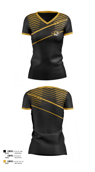 Mizzou Golf 57806327 Women's Short Sleeve V-neck Shirt - 100