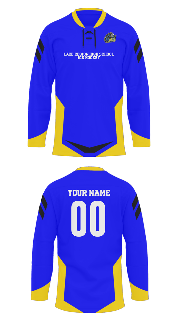 Hockey Jersey, Lake Region High School Ice Hockey, Ice Hockey, Teamtime, Team time, sublimation, custom sports apparel, team uniforms, spirit wear, spiritwear, sports uniforms, custom shirts, team store, custom team store, fundraiser sports, apparel fundraiser