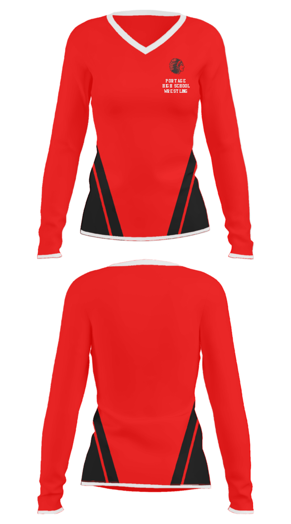 Women's Long Sleeve Vneck Shirt, Portage High School Wrestling, Wrestling, Teamtime, Team time, sublimation, custom sports apparel, team uniforms, spirit wear, spiritwear, sports uniforms, custom shirts, team store, custom team store, fundraiser sports, apparel fundraiser