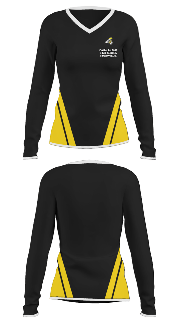 Women's Long Sleeve Vneck Shirt, Palco Senior High School Basketball, Women's Basketball, Teamtime, Team time, sublimation, custom sports apparel, team uniforms, spirit wear, spiritwear, sports uniforms, custom shirts, team store, custom team store, fundraiser sports, apparel fundraiser