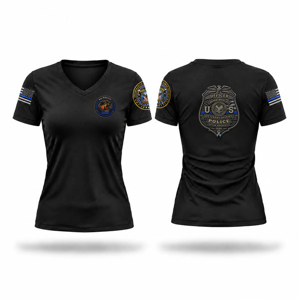Veteran Affairs Police Department Federal Officer Women's Short Sleeve V-neck Shirt - 1