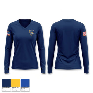 Womens Long Sleeve Vneck Shirt, New York State Courts, Police, Teamtime, Team time, sublimation, custom sports apparel, team uniforms, spirit wear, spiritwear, sports uniforms, custom shirts, team store, custom team store, fundraiser sports, apparel fundraiser