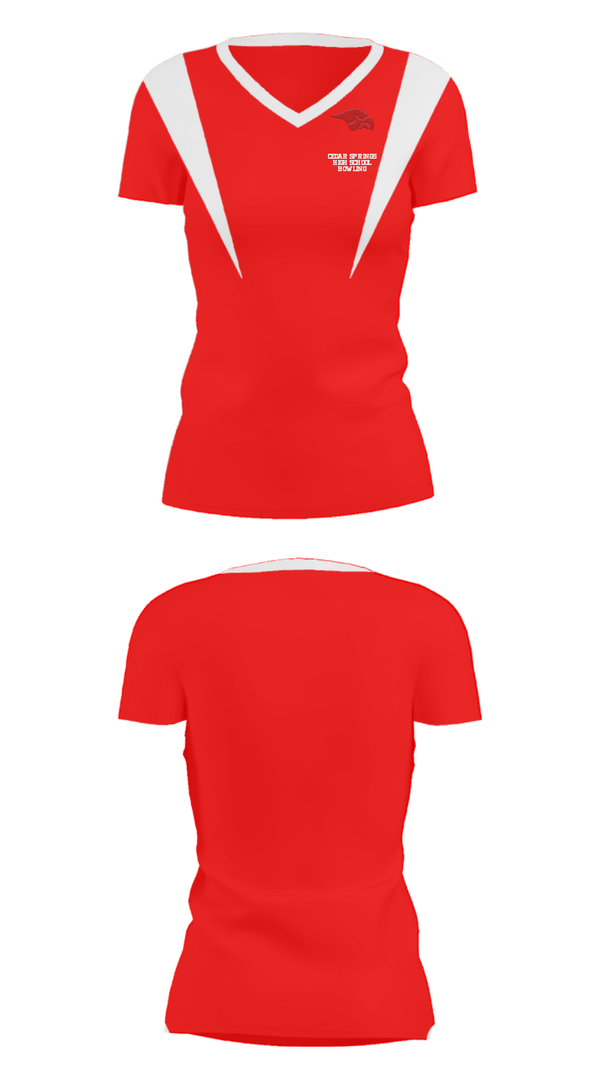 Women's Short Sleeve Vneck Shirt, Cedar Springs High School Bowling, Bowling, Teamtime, Team time, sublimation, custom sports apparel, team uniforms, spirit wear, spiritwear, sports uniforms, custom shirts, team store, custom team store, fundraiser sports, apparel fundraiser
