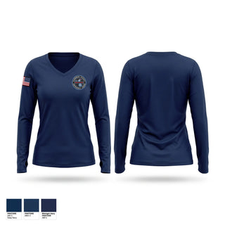 Womens Long Sleeve Vneck Shirt, Harrison County Emergency Squad, EMS/EMT, Teamtime, Team time, sublimation, custom sports apparel, team uniforms, spirit wear, spiritwear, sports uniforms, custom shirts, team store, custom team store, fundraiser sports, apparel fundraiser