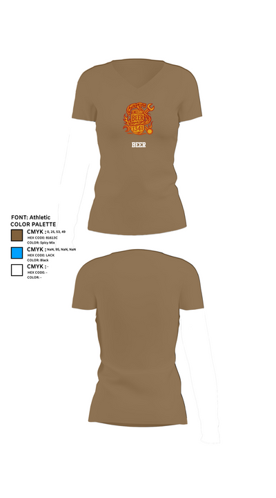 BEER 35985553 Women's Short Sleeve V-neck Shirt - 4