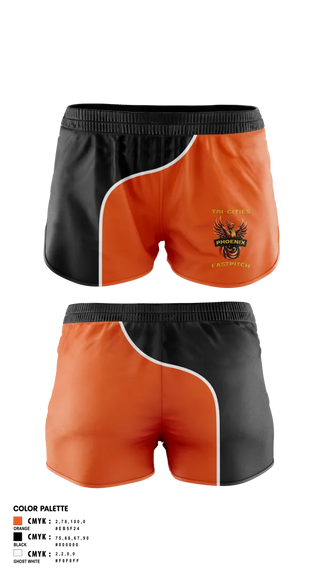 Womens Shorts, Tri-Cities Phoenix, Softball, Teamtime, Team time, sublimation, custom sports apparel, team uniforms, spirit wear, spiritwear, sports uniforms, custom shirts, team store, custom team store, fundraiser sports, apparel fundraiser