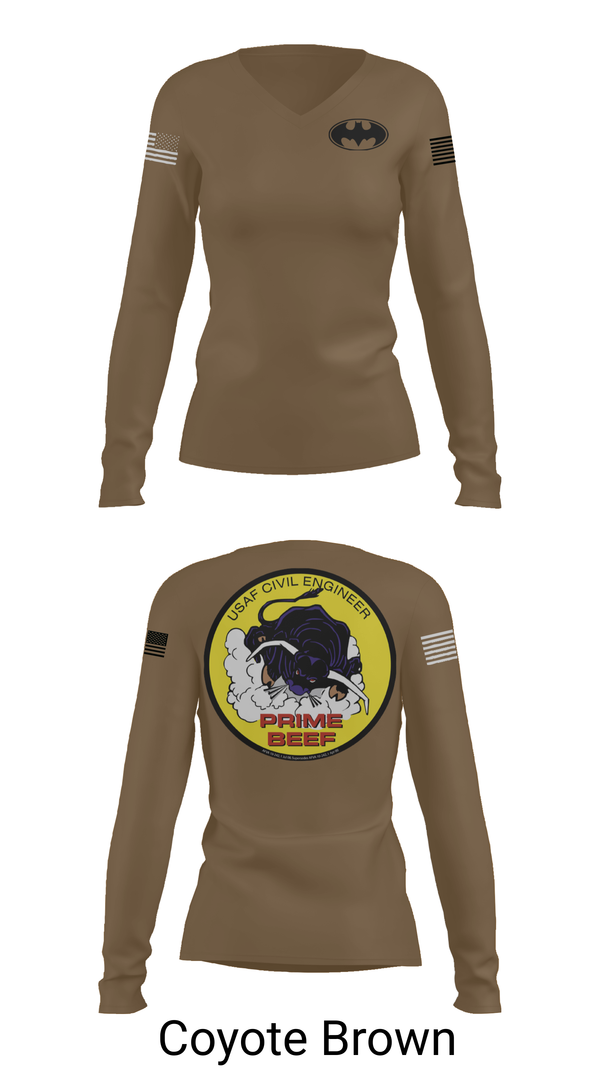 Womens Long Sleeve Vneck Shirt, 185th CES, Navy, Teamtime, Team time, sublimation, custom sports apparel, team uniforms, spirit wear, spiritwear, sports uniforms, custom shirts, team store, custom team store, fundraiser sports, apparel fundraiser