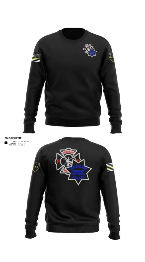 Crew Neck Sweatshirt, Piedmont Police & Fire Comms, Police, Teamtime, Team time, sublimation, custom sports apparel, team uniforms, spirit wear, spiritwear, sports uniforms, custom shirts, team store, custom team store, fundraiser sports, apparel fundraiser