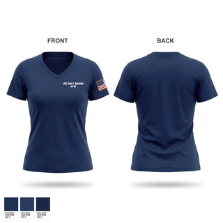 Womens Short Sleeve Vneck Shirt, USS John F. Kennedy CV-67, Navy, Teamtime, Team time, sublimation, custom sports apparel, team uniforms, spirit wear, spiritwear, sports uniforms, custom shirts, team store, custom team store, fundraiser sports, apparel fundraiser