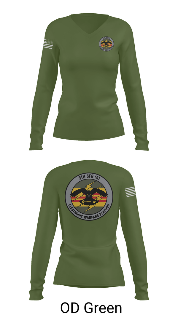 Womens Long Sleeve Vneck Shirt, MICO GSB 5TH GROUP EW PLATOON, , Teamtime, Team time, sublimation, custom sports apparel, team uniforms, spirit wear, spiritwear, sports uniforms, custom shirts, team store, custom team store, fundraiser sports, apparel fundraiser