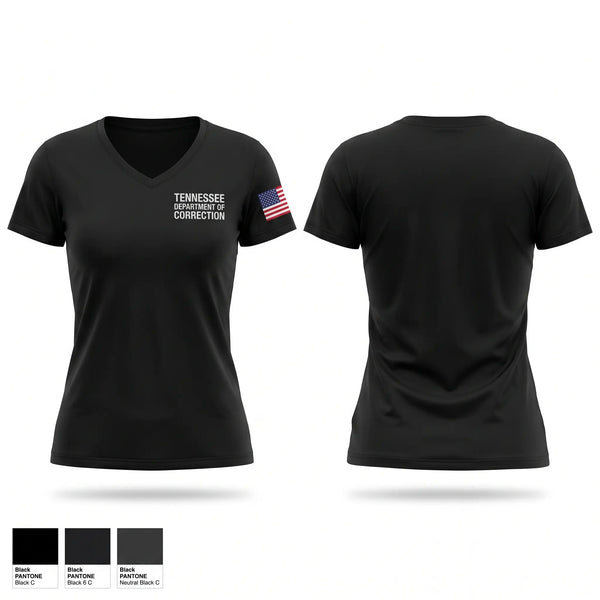 Womens Short Sleeve Vneck Shirt, Tennessee department of correction, Police, Teamtime, Team time, sublimation, custom sports apparel, team uniforms, spirit wear, spiritwear, sports uniforms, custom shirts, team store, custom team store, fundraiser sports, apparel fundraiser