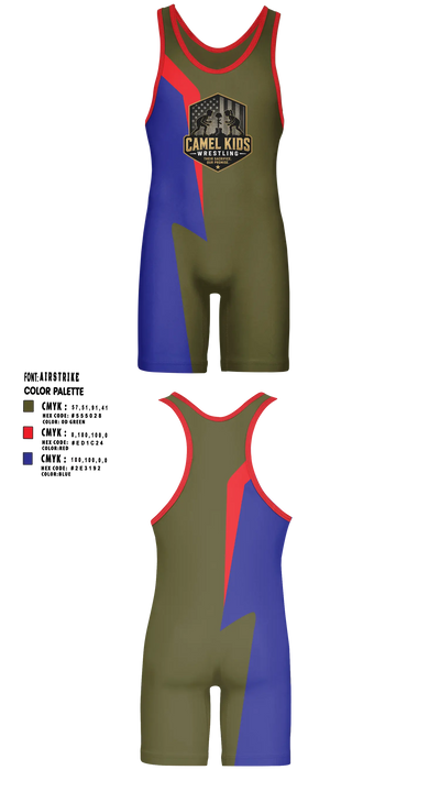 Camel kids Wrestling Singlet - 5