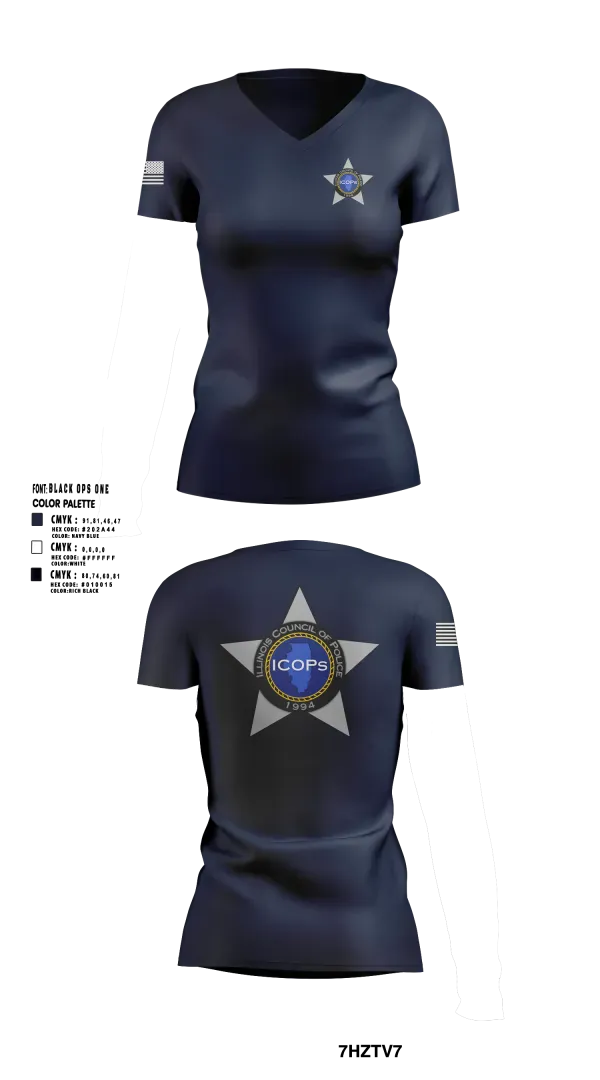 Illinois Council of Police 91712969 Women's Short Sleeve V-neck Shirt - 15