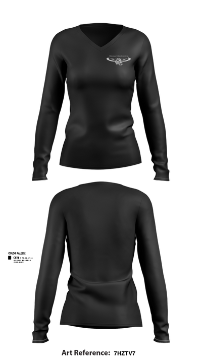 Westerville Central Swimming & Diving 56583573 Women's Long Sleeve V-neck Shirt - 44