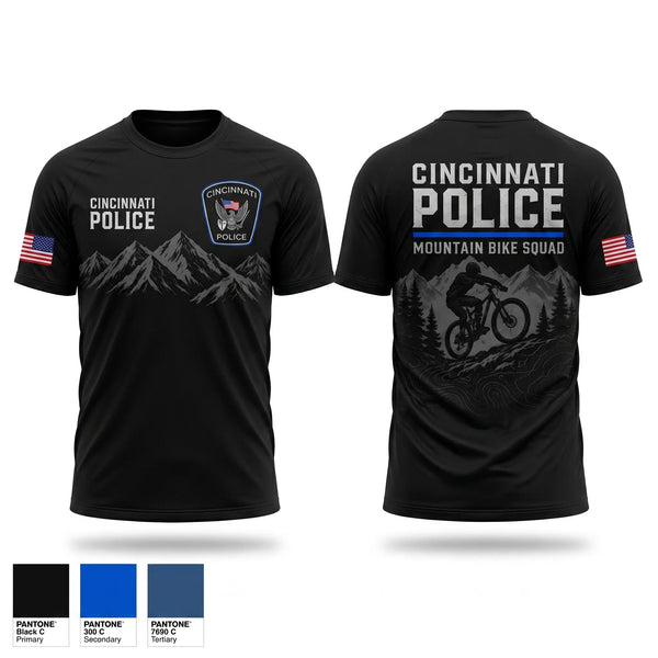 Short Sleeve Performance Shirt, Cincinnati Police Mountain Bike Squad, Police, Teamtime, Team time, sublimation, custom sports apparel, team uniforms, spirit wear, spiritwear, sports uniforms, custom shirts, team store, custom team store, fundraiser sports, apparel fundraiser