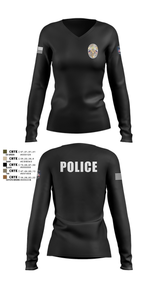 Womens Long Sleeve Vneck Shirt, Miami Police Department, , Teamtime, Team time, sublimation, custom sports apparel, team uniforms, spirit wear, spiritwear, sports uniforms, custom shirts, team store, custom team store, fundraiser sports, apparel fundraiser