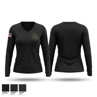 Womens Long Sleeve Vneck Shirt, Surface shitters, Army, Teamtime, Team time, sublimation, custom sports apparel, team uniforms, spirit wear, spiritwear, sports uniforms, custom shirts, team store, custom team store, fundraiser sports, apparel fundraiser