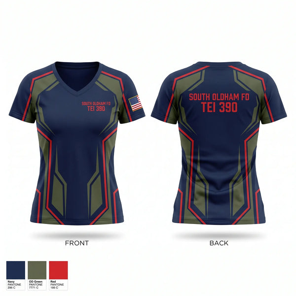 South Oldham FD TEI 390 Women's Short Sleeve V-neck Shirt - 1