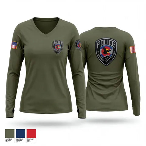 Womens Long Sleeve Vneck Shirt, Police, Police, Teamtime, Team time, sublimation, custom sports apparel, team uniforms, spirit wear, spiritwear, sports uniforms, custom shirts, team store, custom team store, fundraiser sports, apparel fundraiser